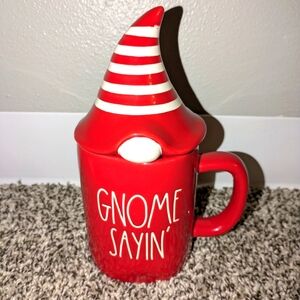 New Rae Dunn Gnome Sayin red mug with topper. Valentine's/Christmas